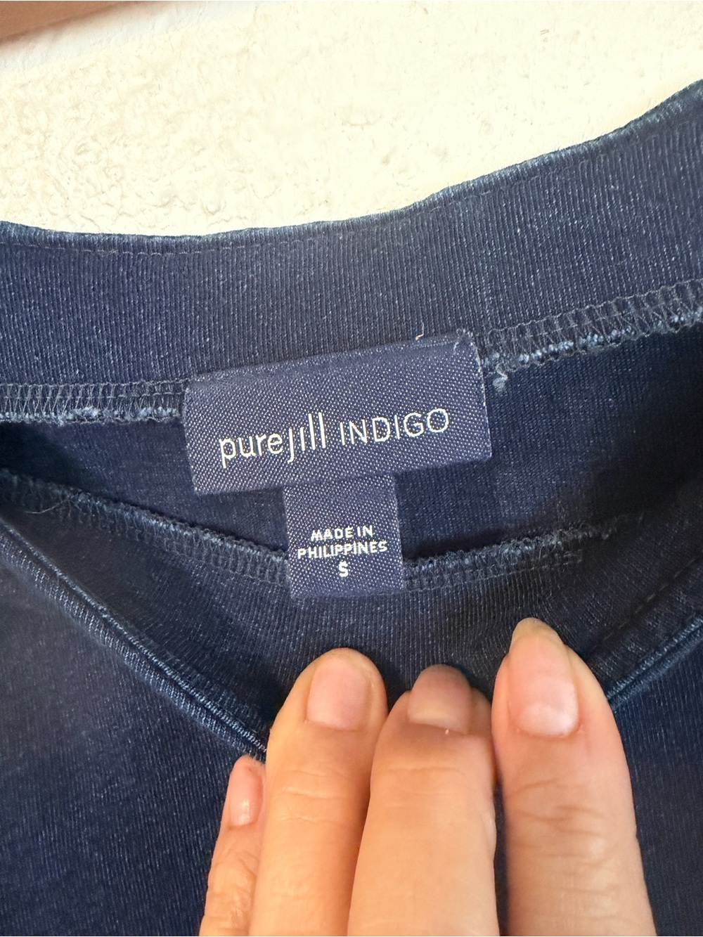 Pure Jill Indigo 100% Cotton Knit Pull On Elastic Waist Blue Tie Dye Skirt Sz S - Picture 4 of 6